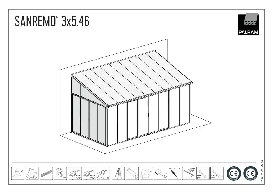 Sanremo stiklotas verandas uzstadīšanas pamācība 3x5